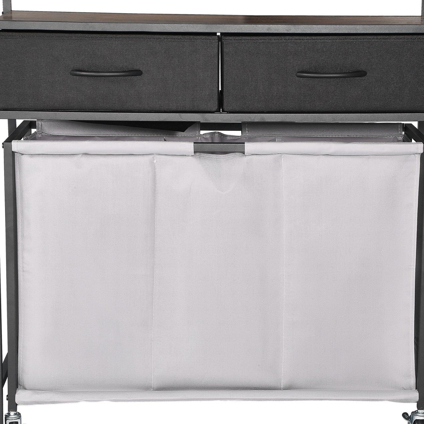 3 Section Laundry Sorter, Rolling Laundry Hamper with 2 Drawers, Hooks & Wheels, Rolling Basket Organizer V952-XYLEKJSMCTS1WJGUD001V0