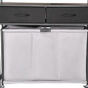 3 Section Laundry Sorter, Rolling Laundry Hamper with 2 Drawers, Hooks & Wheels, Rolling Basket Organizer V952-XYLEKJSMCTS1WJGUD001V0