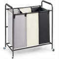 3-Section Laundry Basket, Heavy Duty Laundry Hamper Storage Organizer, Laundry Sorter Cart with Heavy Duty V952-XYLFJSSSYTB75CJ6HV0