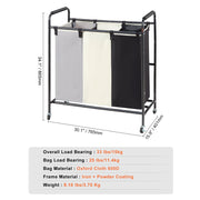 3-Section Laundry Basket, Heavy Duty Laundry Hamper Storage Organizer, Laundry Sorter Cart with Heavy Duty V952-XYLFJSSSYTB75CJ6HV0