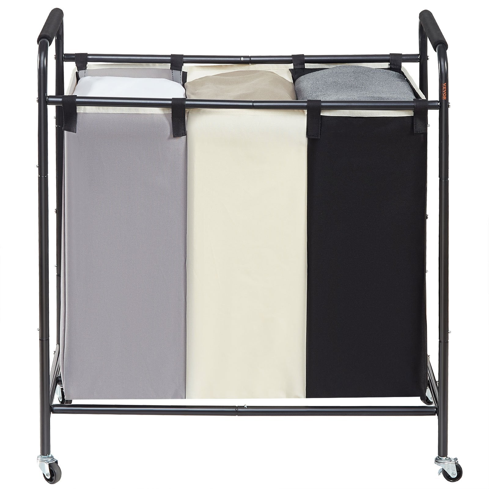 3-Section Laundry Basket, Heavy Duty Laundry Hamper Storage Organizer, Laundry Sorter Cart with Heavy Duty V952-XYLFJSSSYTB75CJ6HV0