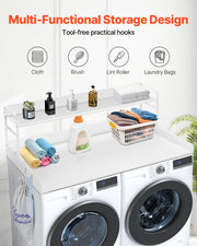 Washer Dryer Countertop with Shelf 54"x27" Wooden Washer Dryer Cover White V952-XYTM54INCHBSYQ6H4V0