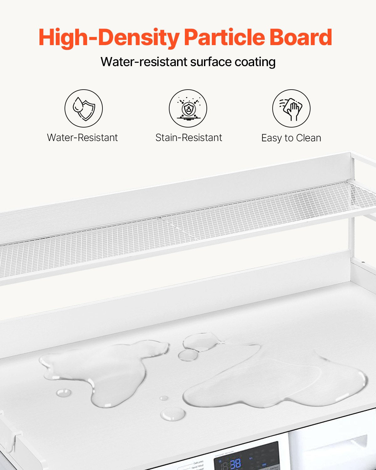 Washer Dryer Countertop with Shelf 54"x27" Wooden Washer Dryer Cover White V952-XYTM54INCHBSYQ6H4V0