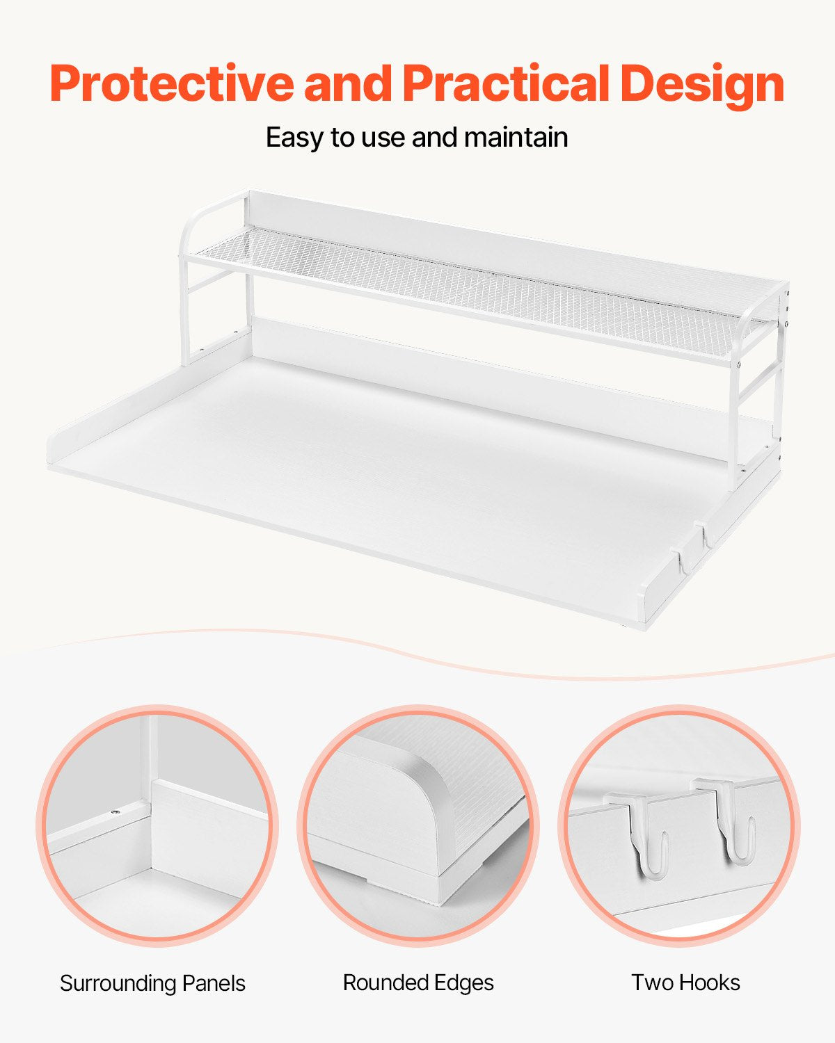 Washer Dryer Countertop with Shelf 54"x27" Wooden Washer Dryer Cover White V952-XYTM54INCHBSYQ6H4V0