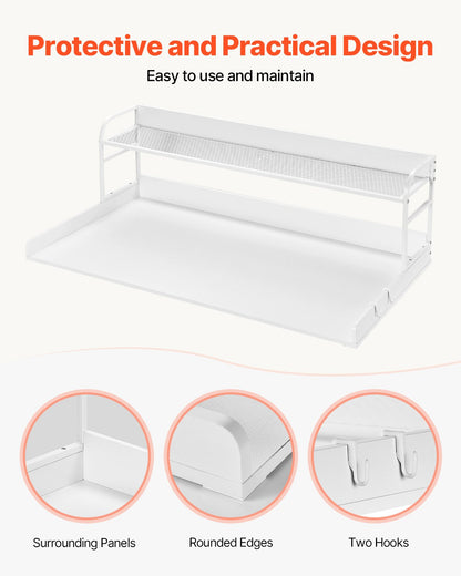 Washer Dryer Countertop with Shelf 54"x27" Wooden Washer Dryer Cover White V952-XYTM54INCHBSYQ6H4V0