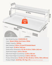 Washer Dryer Countertop with Shelf 54"x27" Wooden Washer Dryer Cover White V952-XYTM54INCHBSYQ6H4V0