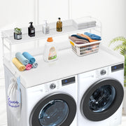 Washer Dryer Countertop with Shelf 54"x27" Wooden Washer Dryer Cover White V952-XYTM54INCHBSYQ6H4V0