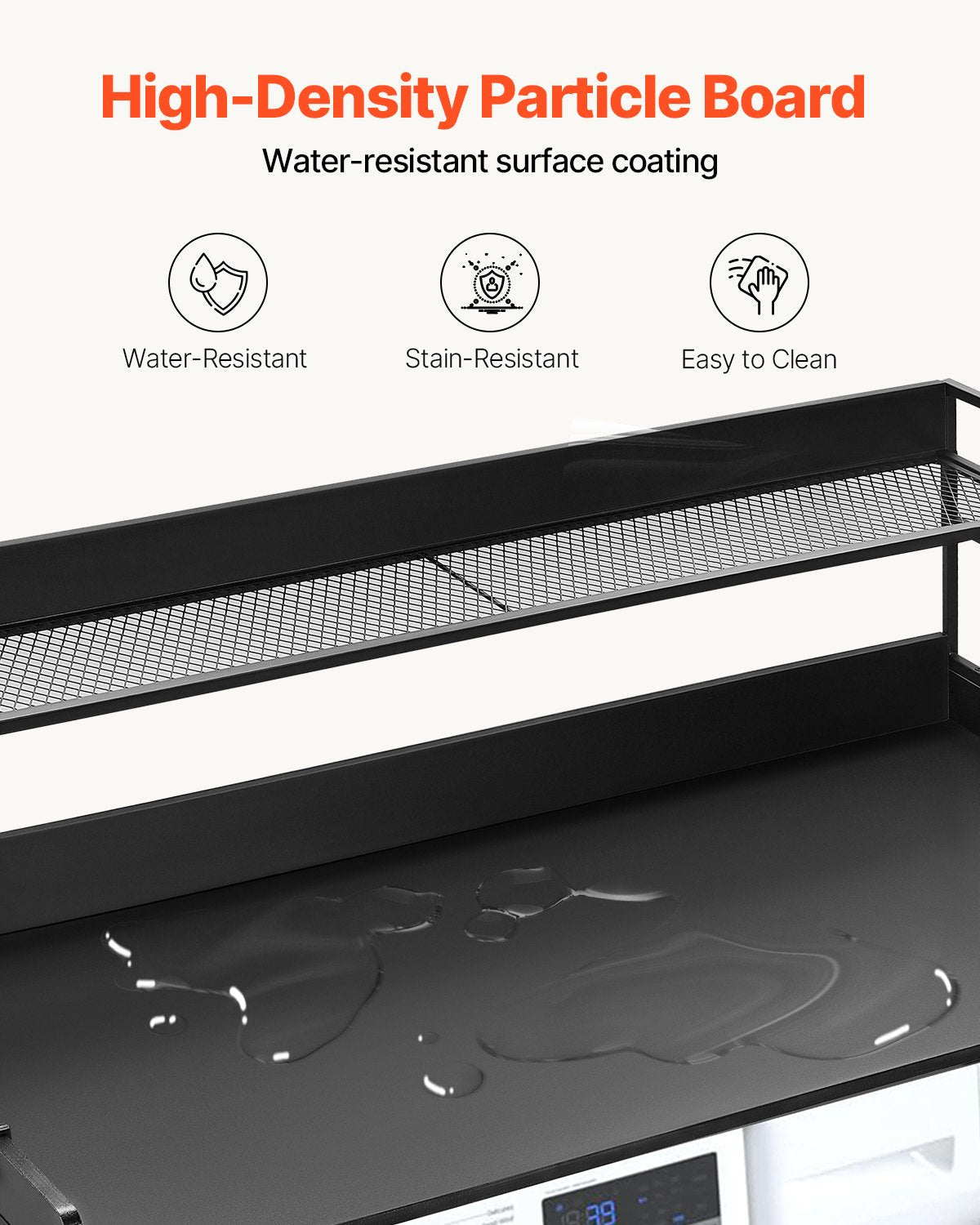Washer Dryer Countertop with Shelf 54"x27" Wooden Washer Dryer Cover Black V952-XYTM54INCHHSDRLVGV0