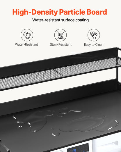 Washer Dryer Countertop with Shelf 54"x27" Wooden Washer Dryer Cover Black V952-XYTM54INCHHSDRLVGV0