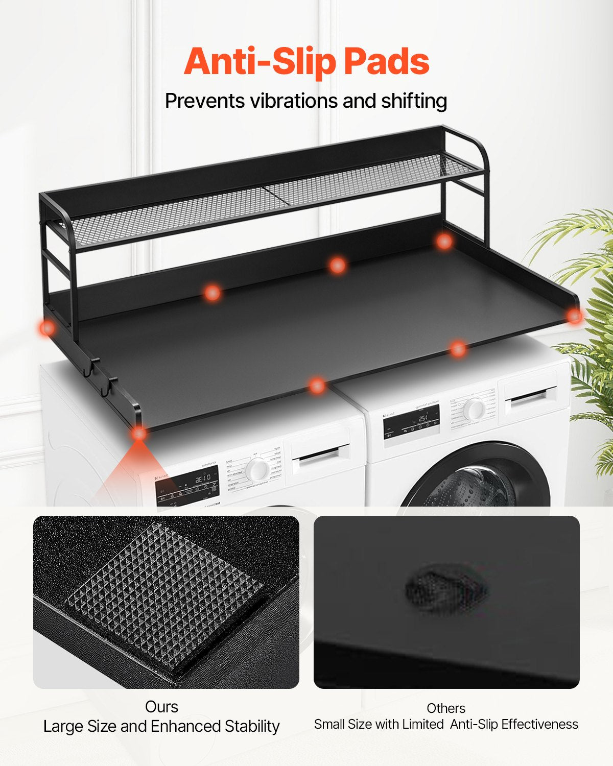 Washer Dryer Countertop with Shelf 54"x27" Wooden Washer Dryer Cover Black V952-XYTM54INCHHSDRLVGV0