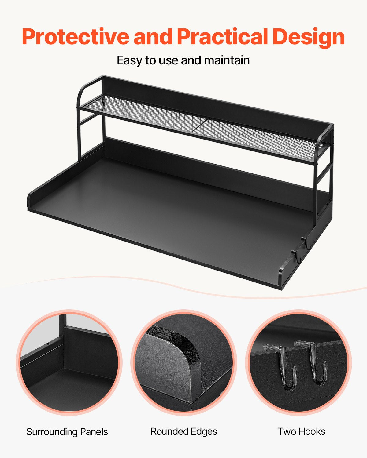 Washer Dryer Countertop with Shelf 54"x27" Wooden Washer Dryer Cover Black V952-XYTM54INCHHSDRLVGV0