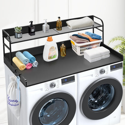 Washer Dryer Countertop with Shelf 54"x27" Wooden Washer Dryer Cover Black V952-XYTM54INCHHSDRLVGV0