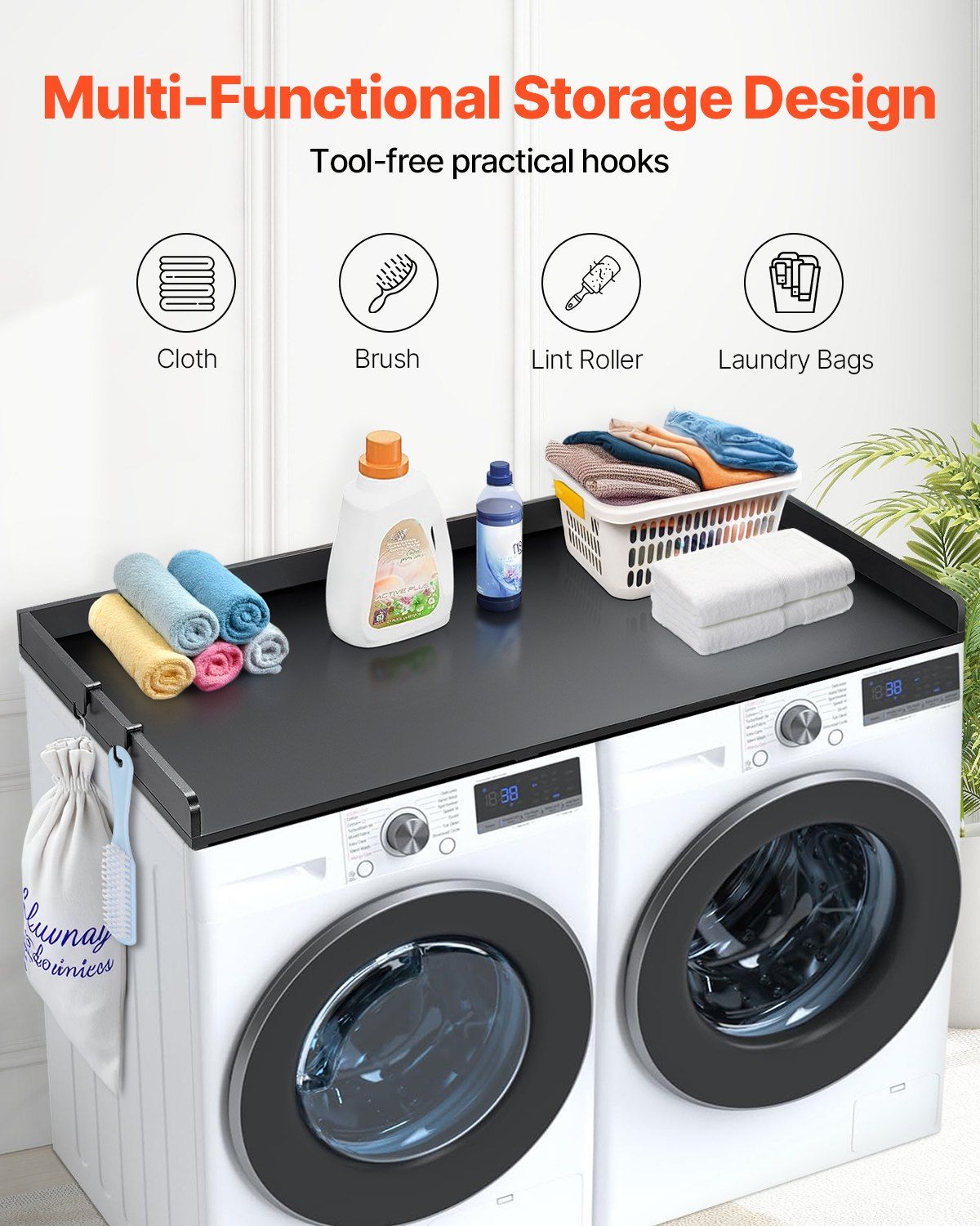 Washer Dryer Countertop, 54" x 27" Wooden Washer and Dryer Countertop, Water-Resistant Laundry Machine Topper V952-XYTM54INCHHSSL1G9V0