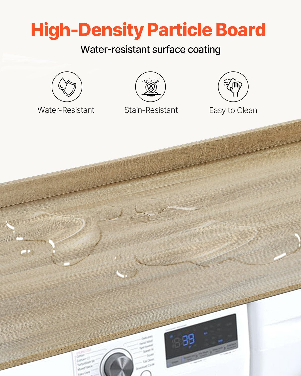 Washer Dryer Countertop, 54" x 27" Wooden Washer and Dryer Countertop, Water-Resistant Laundry Machine Topper V952-XYTM54INCHXM3W0PHV0