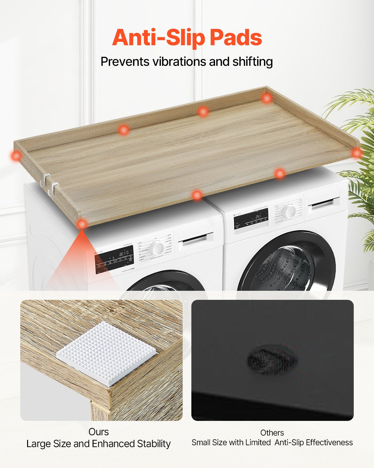 Washer Dryer Countertop, 54" x 27" Wooden Washer and Dryer Countertop, Water-Resistant Laundry Machine Topper V952-XYTM54INCHXM3W0PHV0