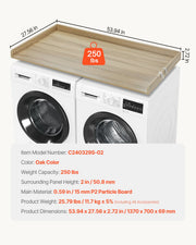 Washer Dryer Countertop, 54" x 27" Wooden Washer and Dryer Countertop, Water-Resistant Laundry Machine Topper V952-XYTM54INCHXM3W0PHV0