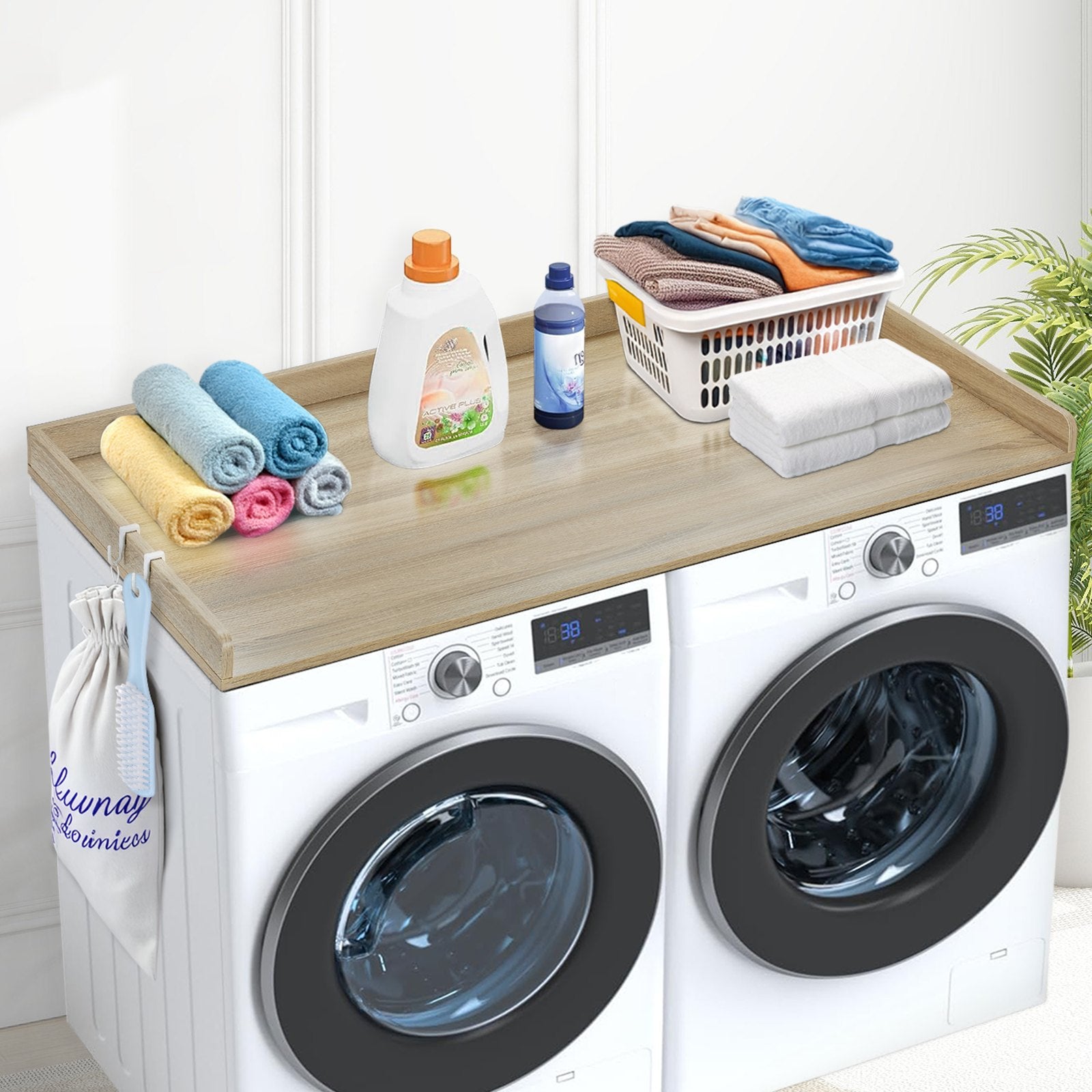Washer Dryer Countertop, 54" x 27" Wooden Washer and Dryer Countertop, Water-Resistant Laundry Machine Topper V952-XYTM54INCHXM3W0PHV0
