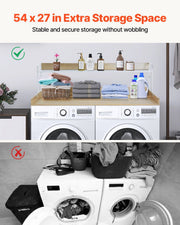 Washer Dryer Countertop with 2-Tier Shelf, 54" x 27" Wooden Washer and Dryer Countertop with Anti-Slip Pads, V952-XYTM54INCHXMD8J80V0