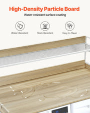 Washer Dryer Countertop with 2-Tier Shelf, 54" x 27" Wooden Washer and Dryer Countertop with Anti-Slip Pads, V952-XYTM54INCHXMD8J80V0