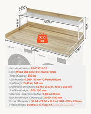 Washer Dryer Countertop with 2-Tier Shelf, 54" x 27" Wooden Washer and Dryer Countertop with Anti-Slip Pads, V952-XYTM54INCHXMD8J80V0