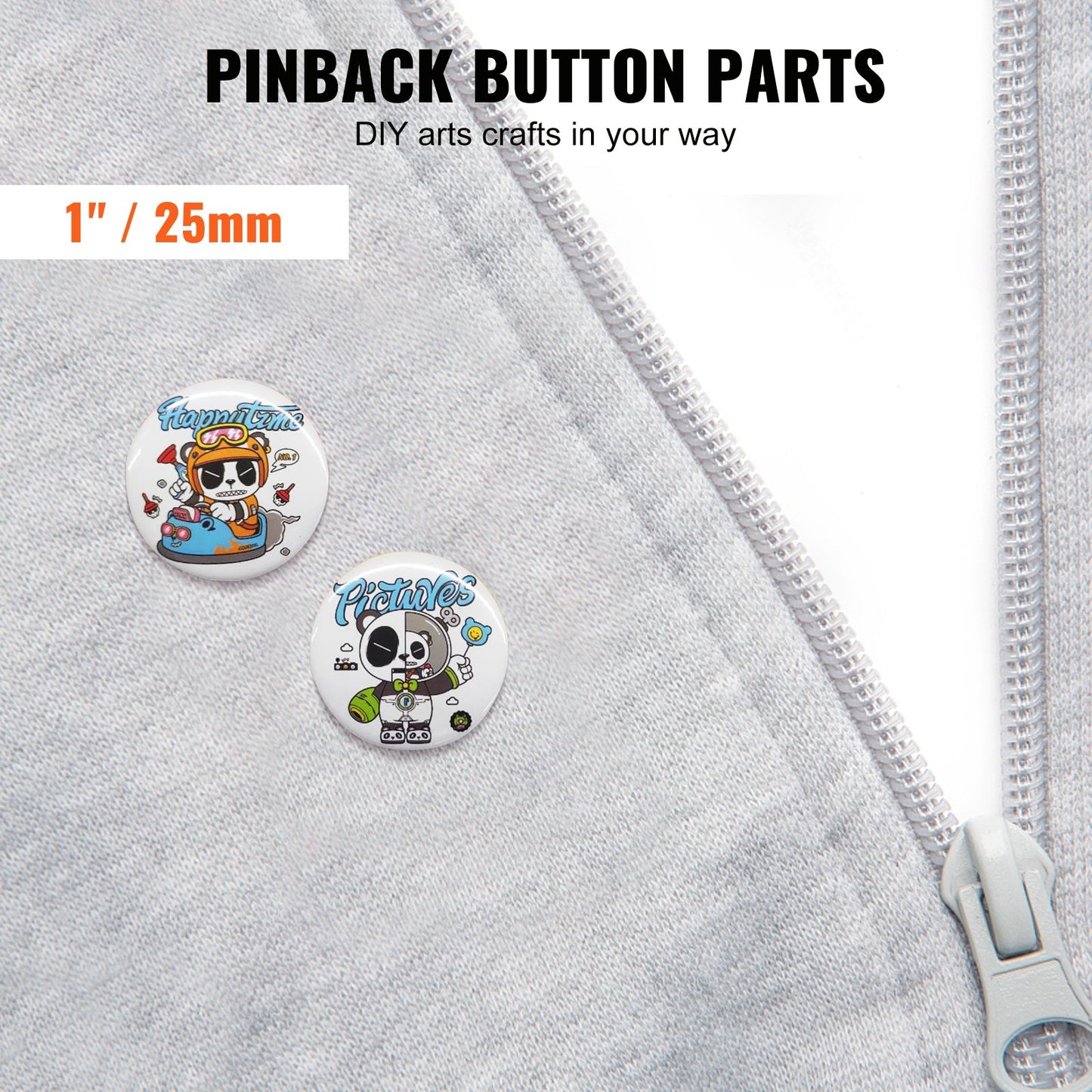 1" 25mm Button Badge Parts Supplies for Button Maker Machine 500 Sets V952-XZGSLH25MM5005T97V0