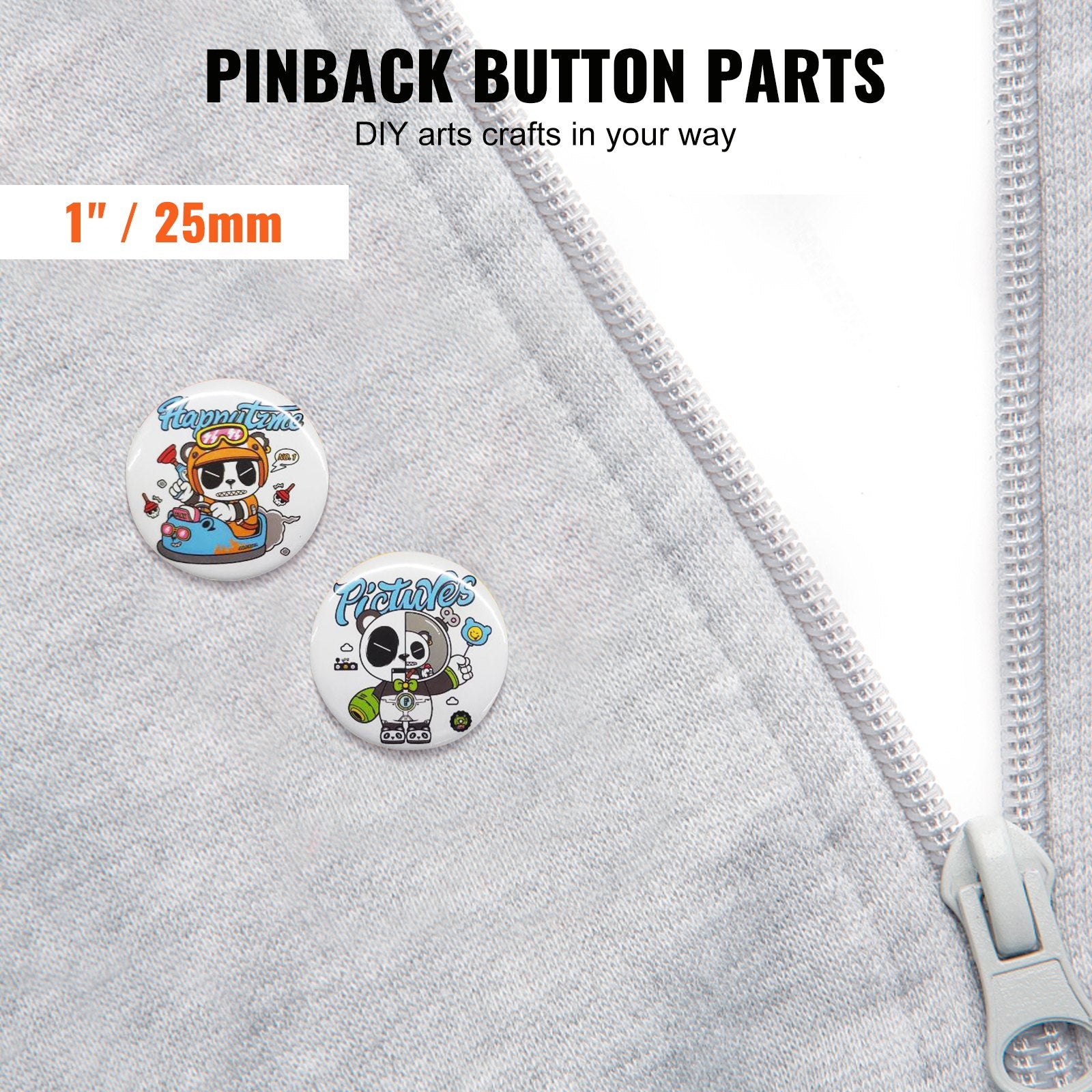 1" 25mm Button Badge Parts Supplies for Button Maker Machine 500 Sets V952-XZGSLH25MM5005T97V0