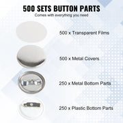 1" 25mm Button Badge Parts Supplies for Button Maker Machine 500 Sets V952-XZGSLH25MM5005T97V0