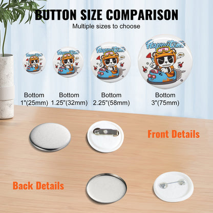 1" 25mm Button Badge Parts Supplies for Button Maker Machine 500 Sets V952-XZGSLH25MM5005T97V0