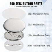 1.25" 32mm Button Badge Parts Supplies for Button Maker Machine 500 Sets V952-XZGSLH32MM50024OYV0