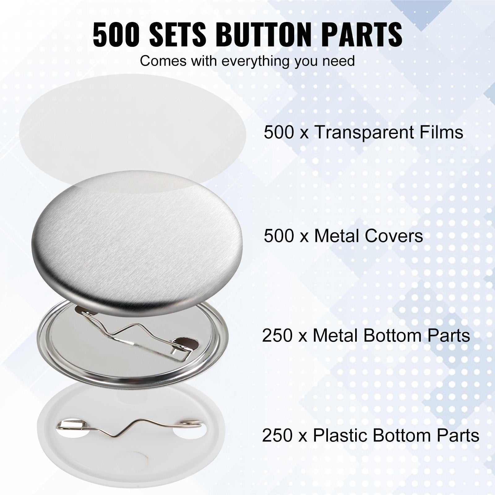 1.25" 32mm Button Badge Parts Supplies for Button Maker Machine 500 Sets V952-XZGSLH32MM50024OYV0