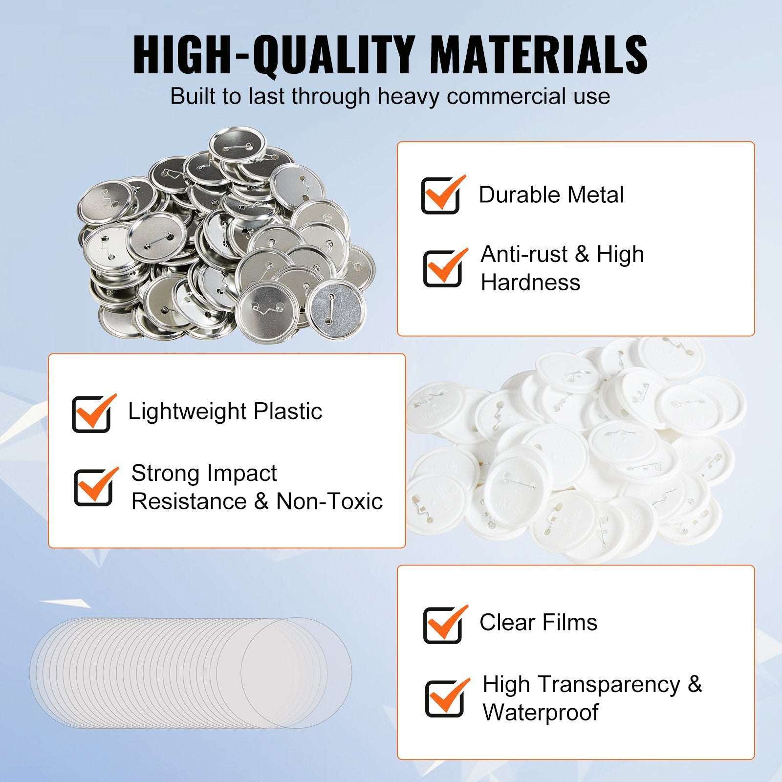 2.25" 58mm Button Badge Parts Supplies for Button Maker Machine 500 Sets V952-XZGSLH58MM500ON35V0