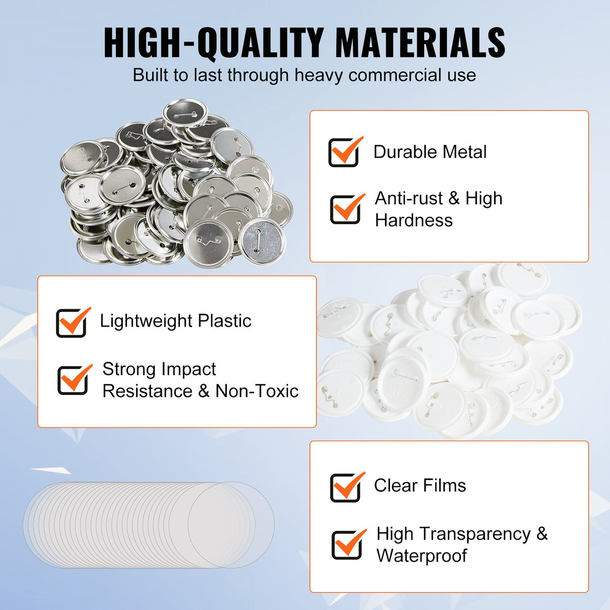 2.25" 58mm Button Badge Parts Supplies for Button Maker Machine 500 Sets V952-XZGSLH58MM500ON35V0