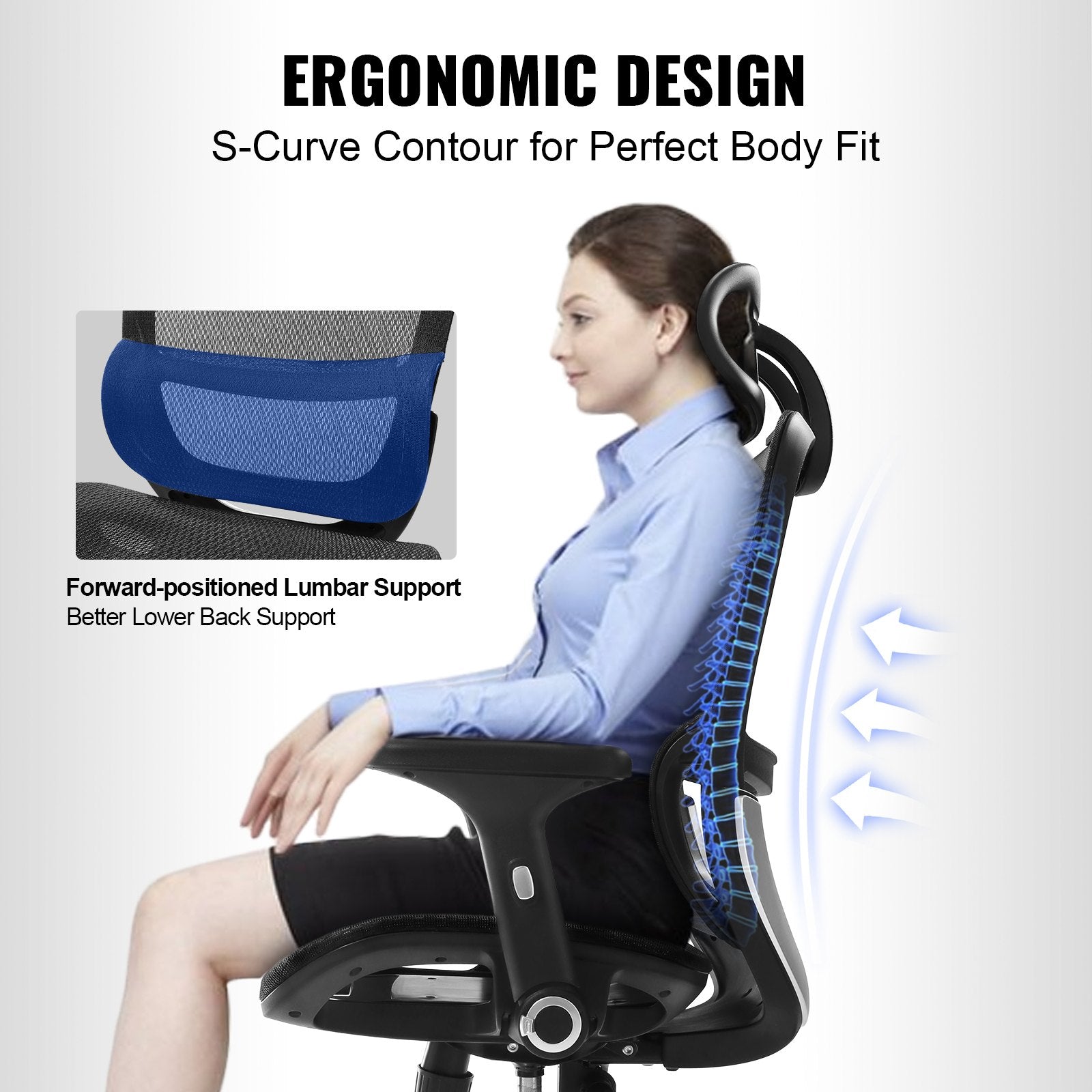 Mesh Office Chair, Adjustable High Back Desk Chair with Mesh Seat, Angle and Height Adjustable Home Office V952-XZKBYTQZYK00ZJ8S1V0