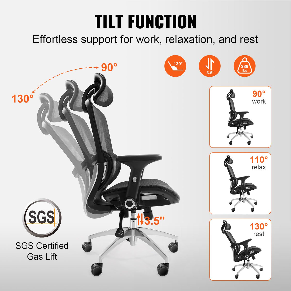 Mesh Office Chair, Adjustable High Back Desk Chair with Mesh Seat, Angle and Height Adjustable Home Office V952-XZKBYTQZYK00ZJ8S1V0