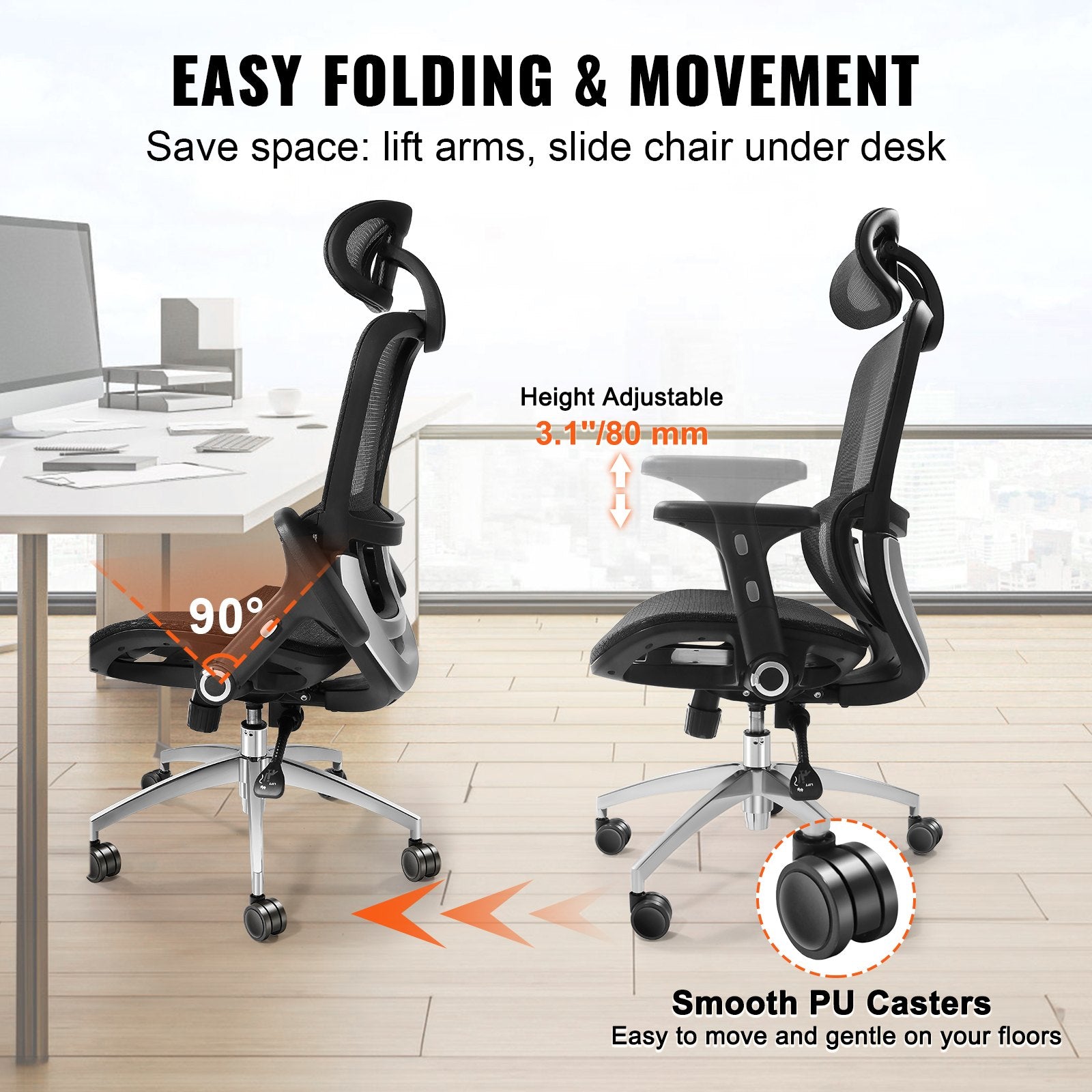 Mesh Office Chair, Adjustable High Back Desk Chair with Mesh Seat, Angle and Height Adjustable Home Office V952-XZKBYTQZYK00ZJ8S1V0
