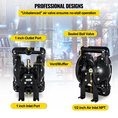 Air-Operated Double Diaphragm Pump 24 GPM 1 Inch Inlet And Outlet V952-YBGMBQBY4-25LF461V0