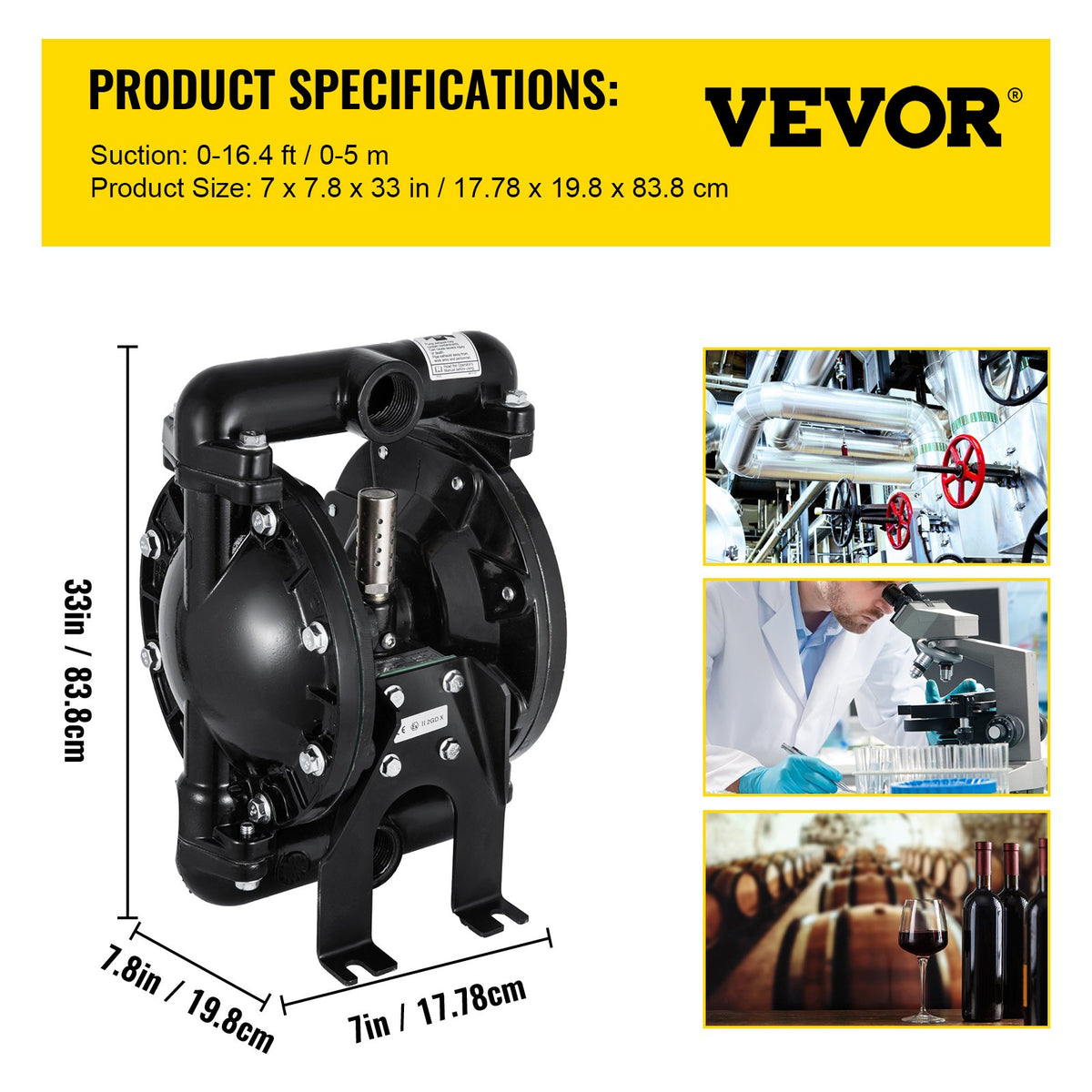 Air-Operated Double Diaphragm Pump 24 GPM 1 Inch Inlet And Outlet V952-YBGMBQBY4-25LF461V0