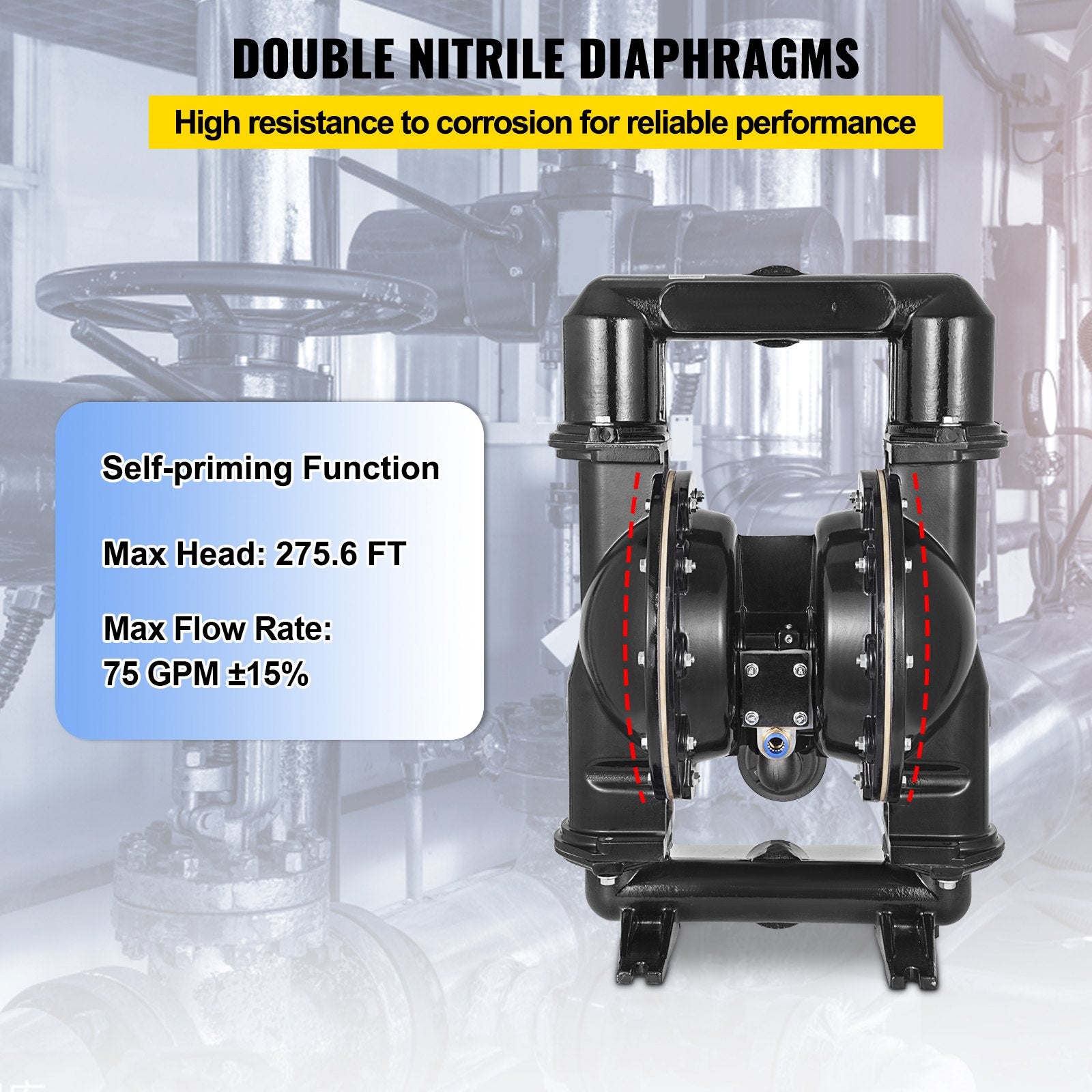 75 GPM Air-Operated Double Diaphragm Pump 2 Inch Inlet And Outlet V952-YBGMBQBY4-50L0001V0