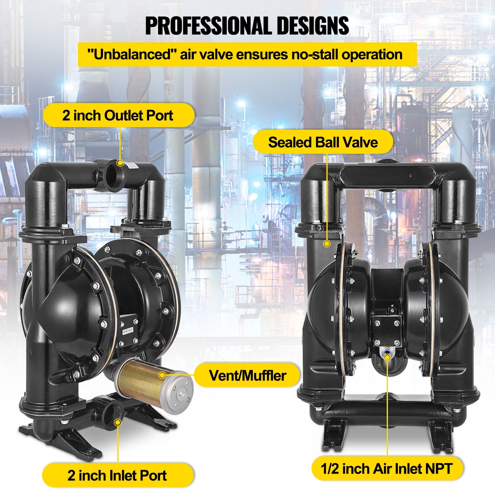 75 GPM Air-Operated Double Diaphragm Pump 2 Inch Inlet And Outlet V952-YBGMBQBY4-50L0001V0