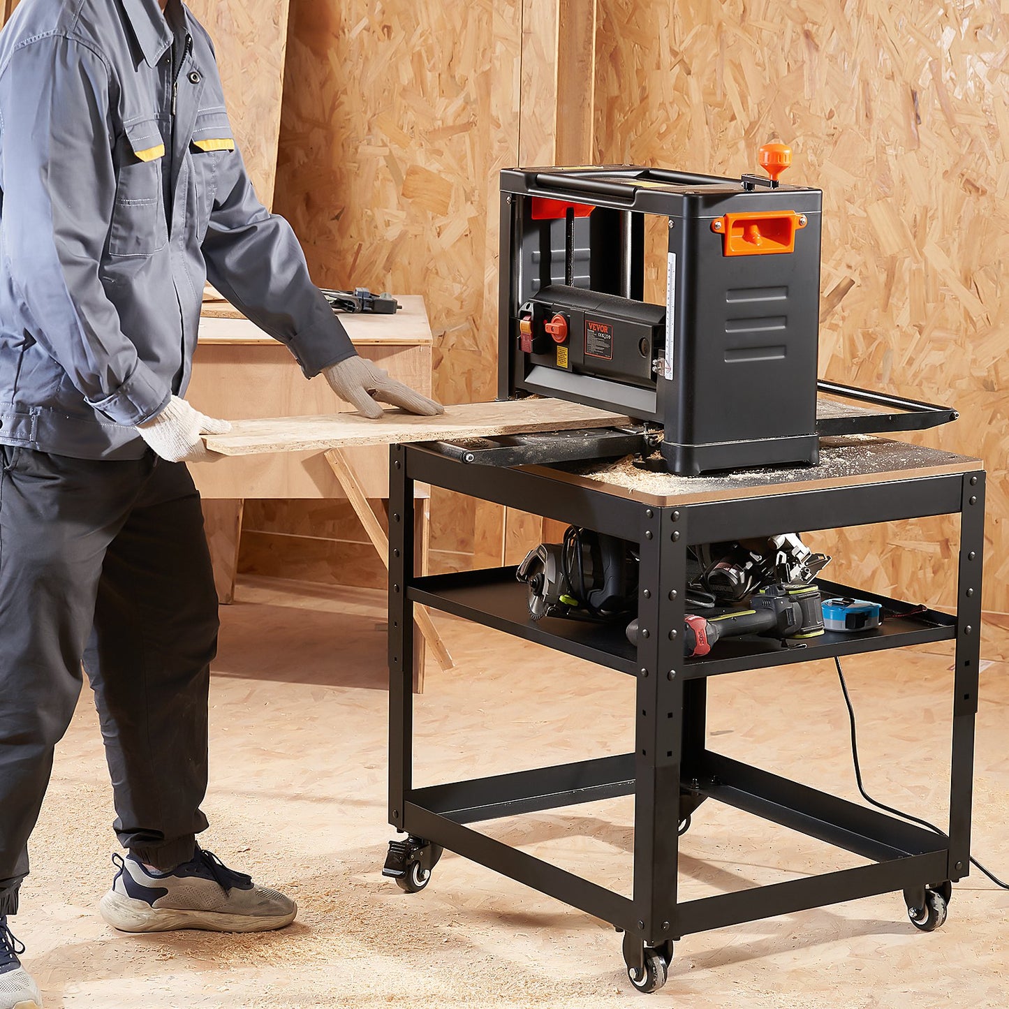 Planer Stand, 100 lbs / 45 kg heavy loads, Three-Gear Height Adjustable Thickness Planer Table,with 4 Stable V952-YBJDZDSDUDHZHVJHWV0