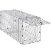 Live Animal Cage Trap, 50" x 20" x 26" Humane Cat Trap Galvanized Iron, Folding Animal Trap with Handle for V952-YBL50YC00000VGIXYV0