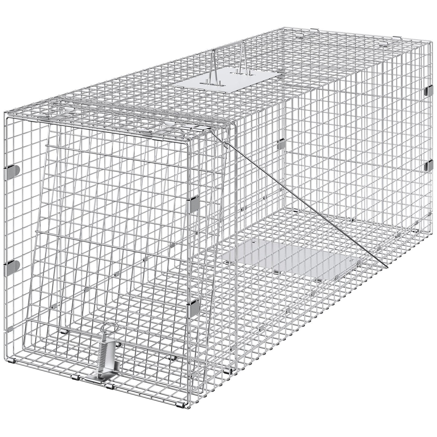 Live Animal Cage Trap, 50" x 20" x 26" Humane Cat Trap Galvanized Iron, Folding Animal Trap with Handle for V952-YBL50YC00000VGIXYV0