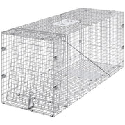 Live Animal Cage Trap, 50" x 20" x 26" Humane Cat Trap Galvanized Iron, Folding Animal Trap with Handle for V952-YBL50YC00000VGIXYV0