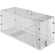 Live Animal Cage Trap, 50" x 20" x 26" Humane Cat Trap Galvanized Iron, Folding Animal Trap with Handle for V952-YBL50YC00000VGIXYV0
