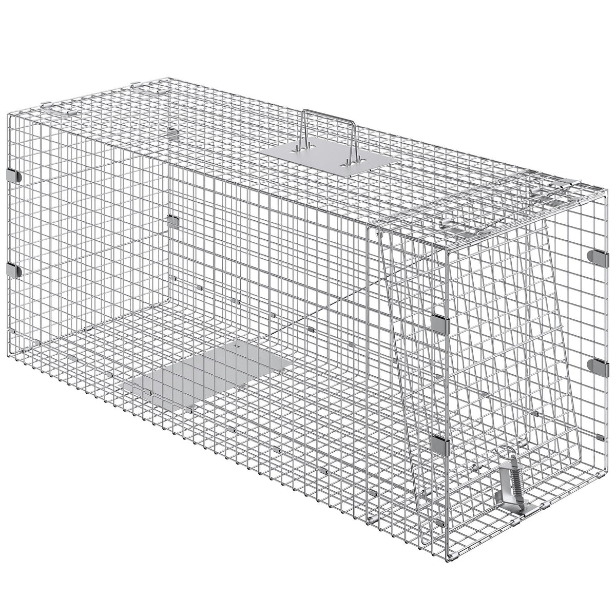 Live Animal Cage Trap, 50" x 20" x 26" Humane Cat Trap Galvanized Iron, Folding Animal Trap with Handle for V952-YBL50YC00000VGIXYV0
