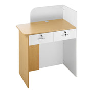 Reception Desk, 80 cm Rectangular Front Counter Table, Modern Office Reception Desk with LED Light, 2 Drawers V952-YBQTBSMSJXDLHVT0N001V9