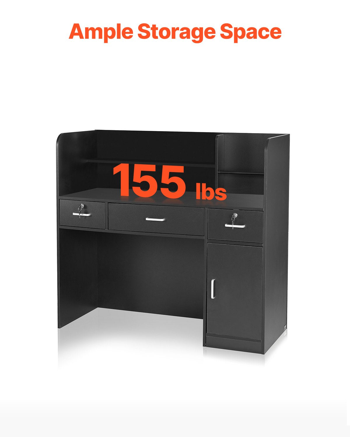 Reception Desk, 1200 x 480 x 1100 mm Rectangular Front Counter Table, Office Reception Counter with Lockable V952-YBQTJX3CDCCJ3IW3IV0