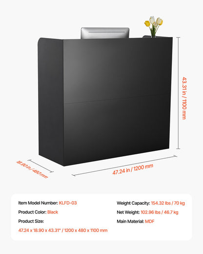 Reception Desk, 1200 x 480 x 1100 mm Rectangular Front Counter Table, Office Reception Counter with Lockable V952-YBQTJX3CDCCJ3IW3IV0