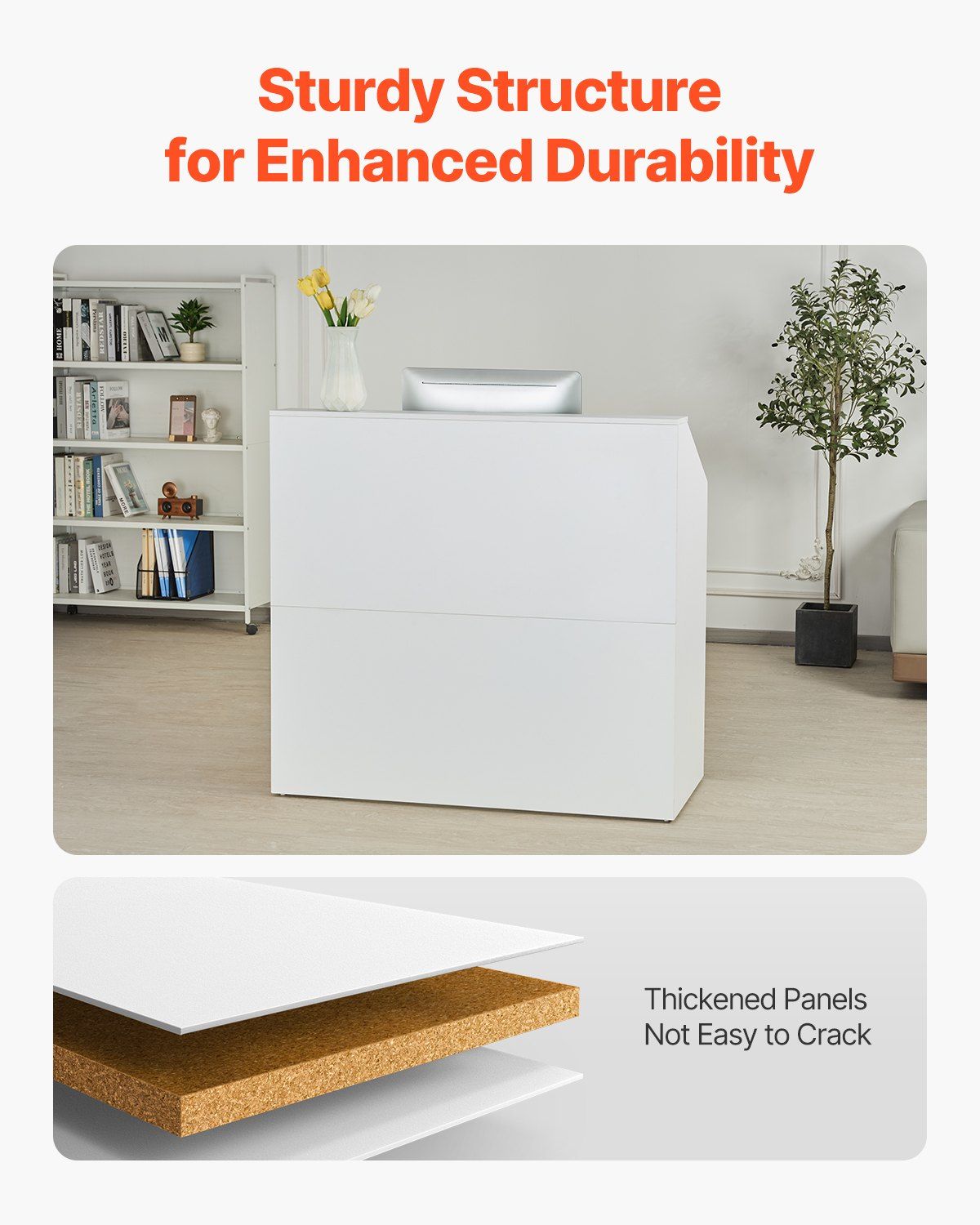 Reception Desk, 1180 x 500 x 1115 mm Rectangular Front Counter Table, Office Reception Desk, Retail Counter V952-YBQTJXWCTBDCYNOVBV0