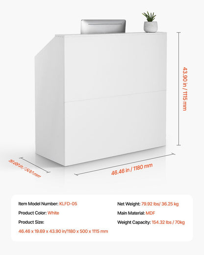 Reception Desk, 1180 x 500 x 1115 mm Rectangular Front Counter Table, Office Reception Desk, Retail Counter V952-YBQTJXWCTBDCYNOVBV0